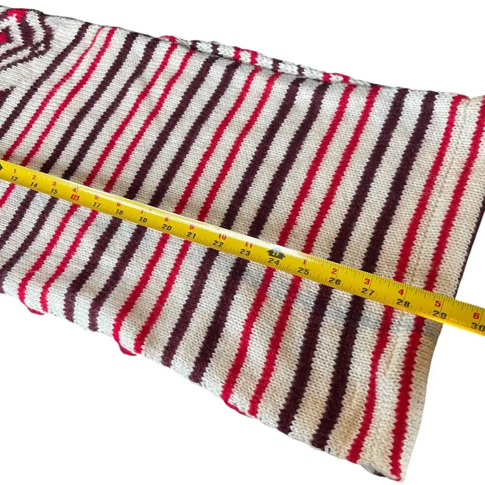 Hollister Co Infinity Scarf Burgundy Cream Red Tribal Knit Boho Y2K